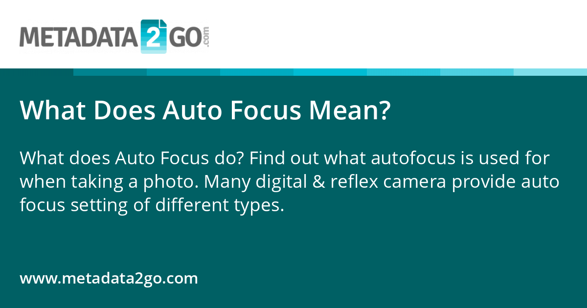 What Does Auto Focus Mean?